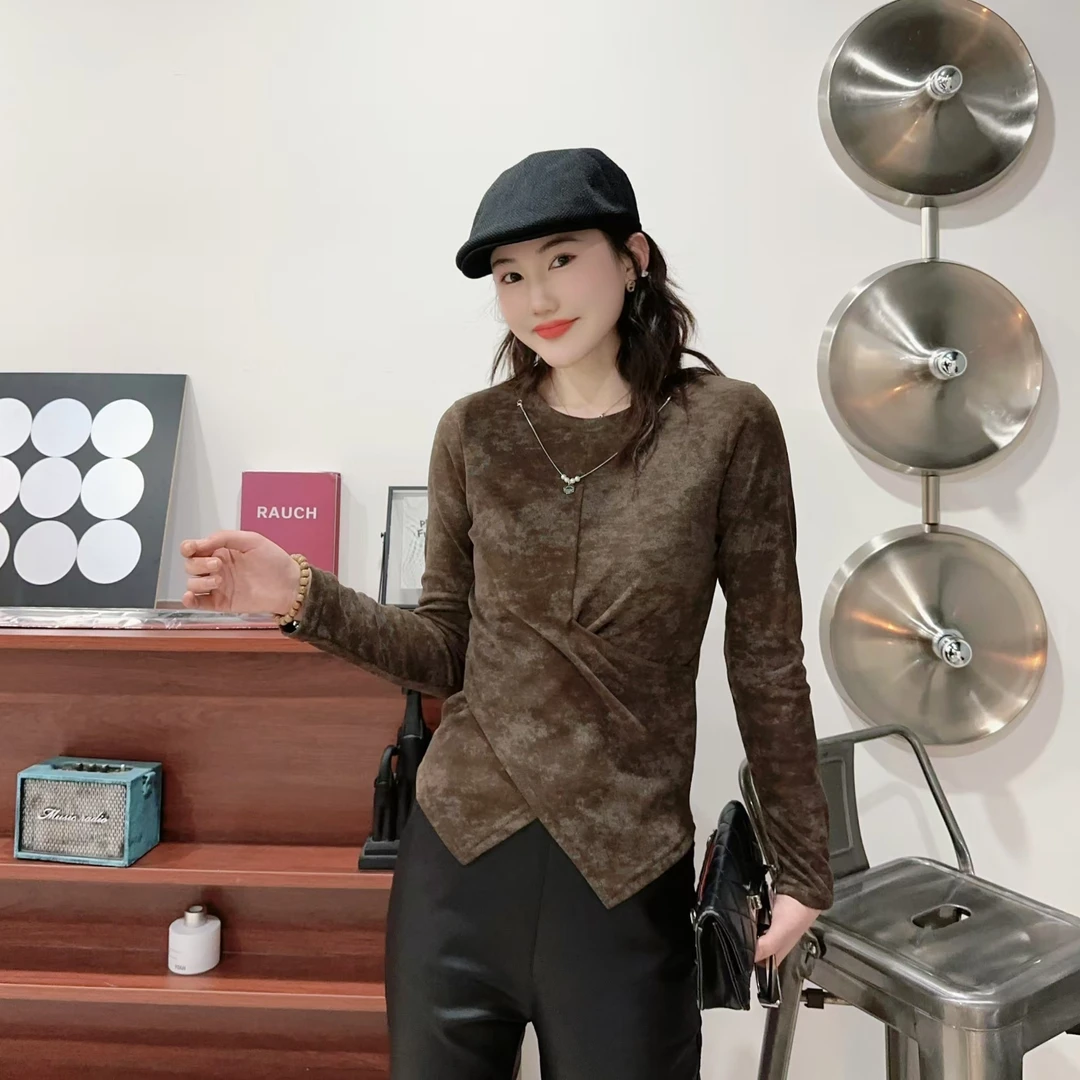 新款打底衫女士气质上衣甜美上衣网红长袖洋气时尚修身百搭