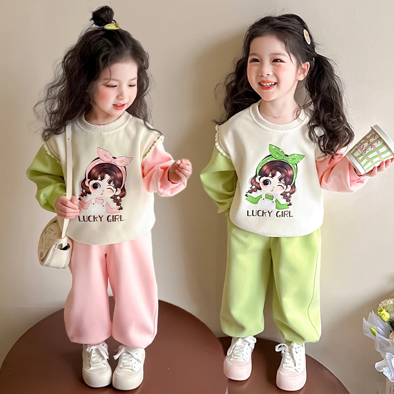 女童运动套装2025新款儿童春秋装韩版洋气女宝宝春季时髦两件套潮