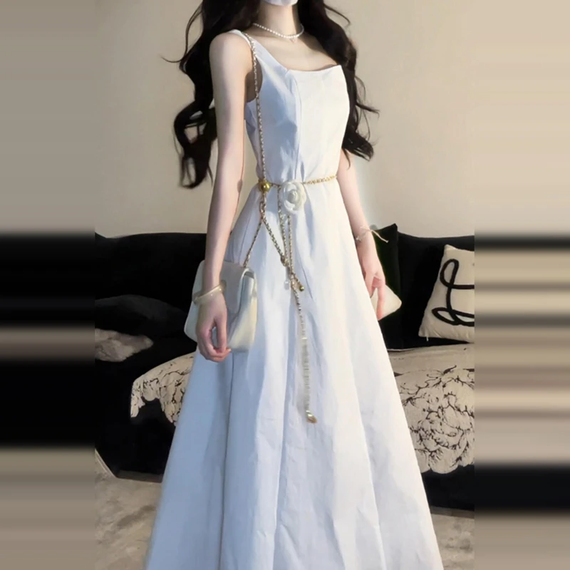 夏天白色吊带连衣裙子女夏季2025新款爆款洋气漂亮掐腰高级感长裙