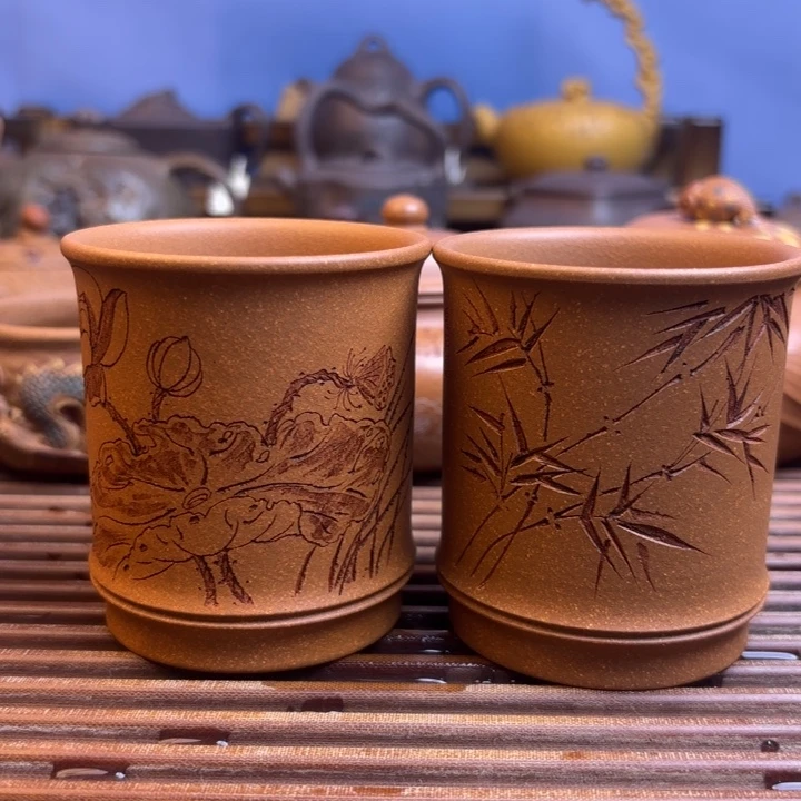 茶壶紫砂稚**葫竹子荷花原矿黄降坡90c