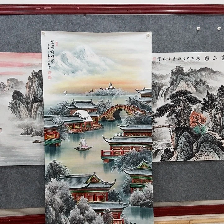 国画手绘国画紫阁祥瑞图