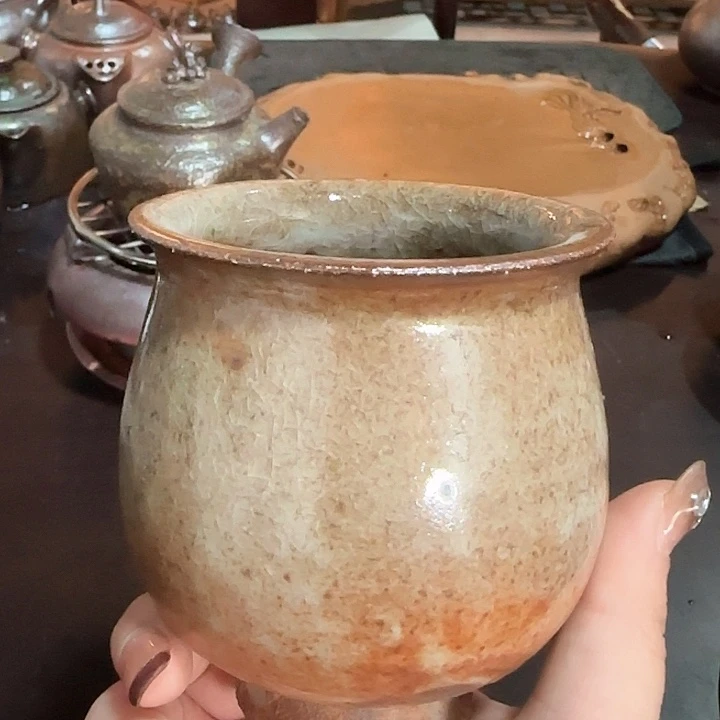 紫砂柴烧布袋杯杯