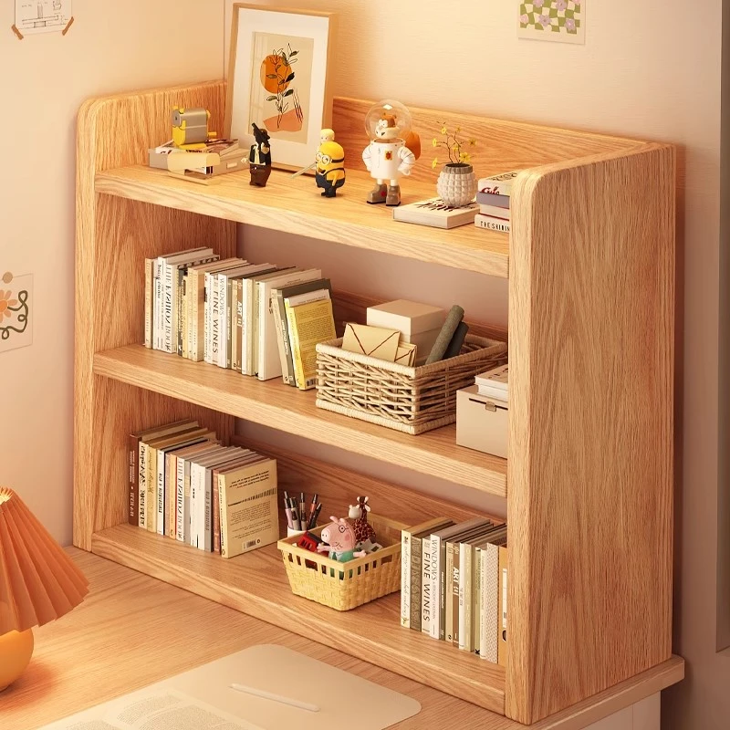 实木书架桌面置物架学生家用桌上简易多层拐角收纳简易书柜墙边窄