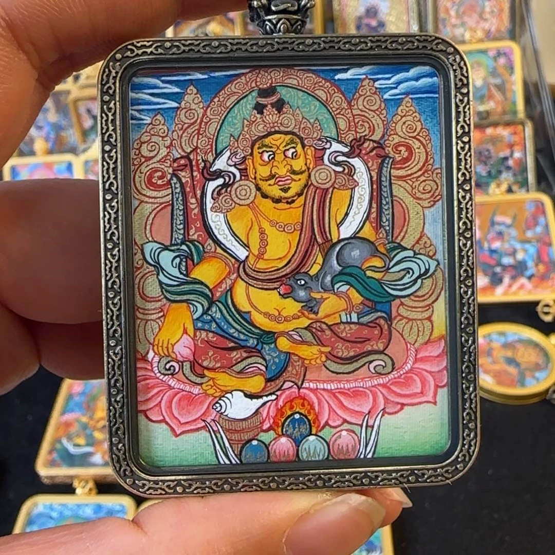 吊坠黄财神热贡唐卡