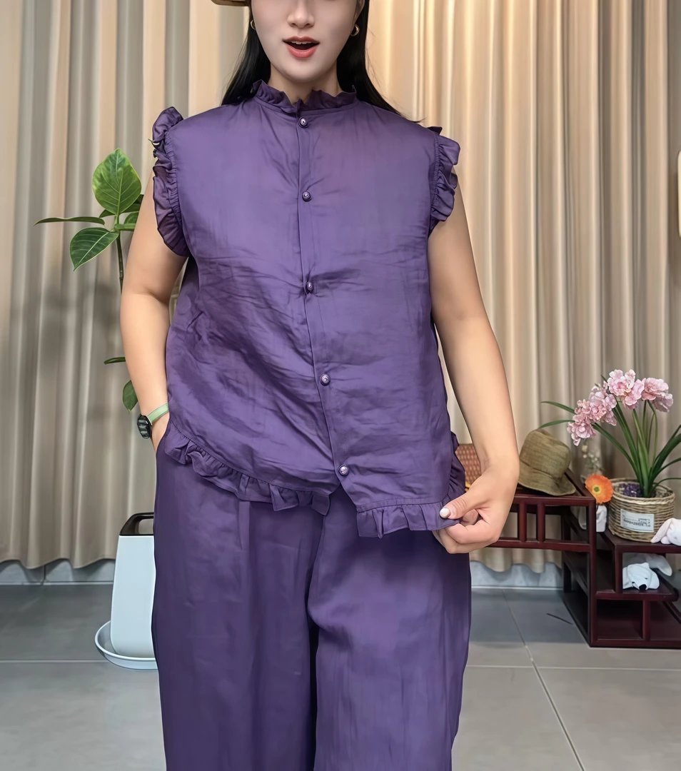 640套装女木耳无袖防晒吸汗圆领夏季衬衫韩版小衫高街穿搭蕾丝