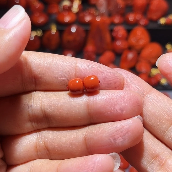 南红玛瑙未镶嵌配饰老型对珠9.8mm