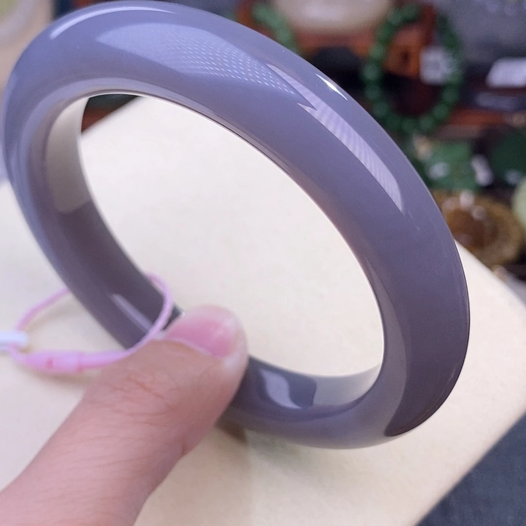 和田玉56.5 浓烟紫葡萄紫脂膏级手镯清货价未镶嵌