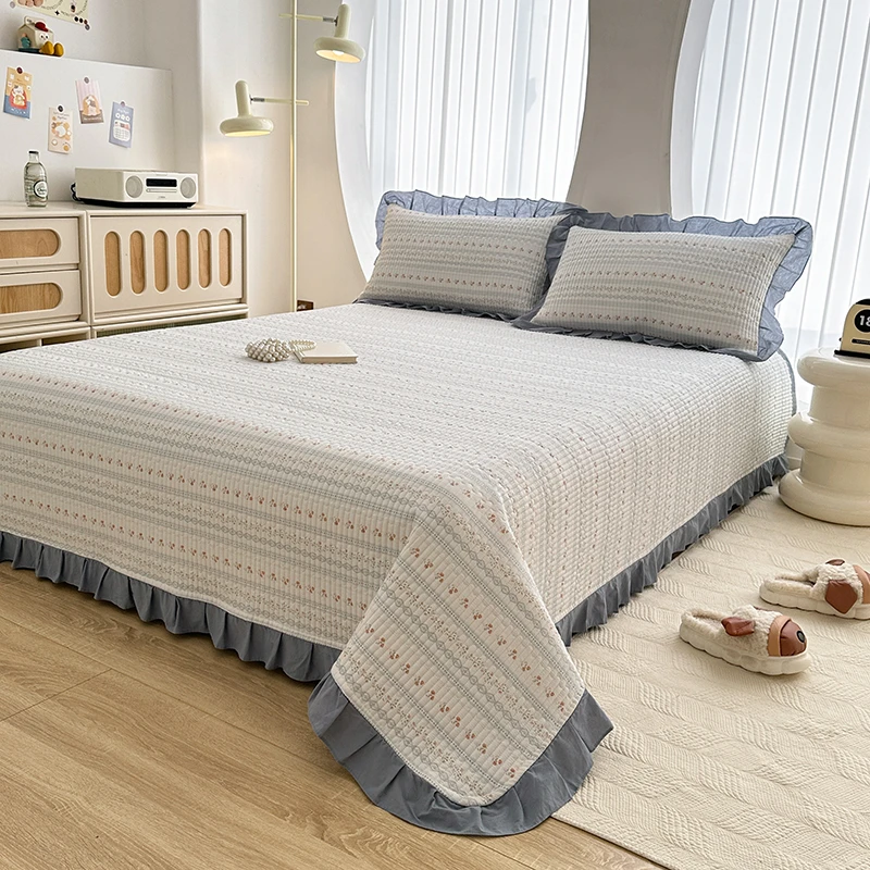 韩式双面纯棉床盖单件夹棉炕盖榻榻米床单100全棉防滑炕单四季用