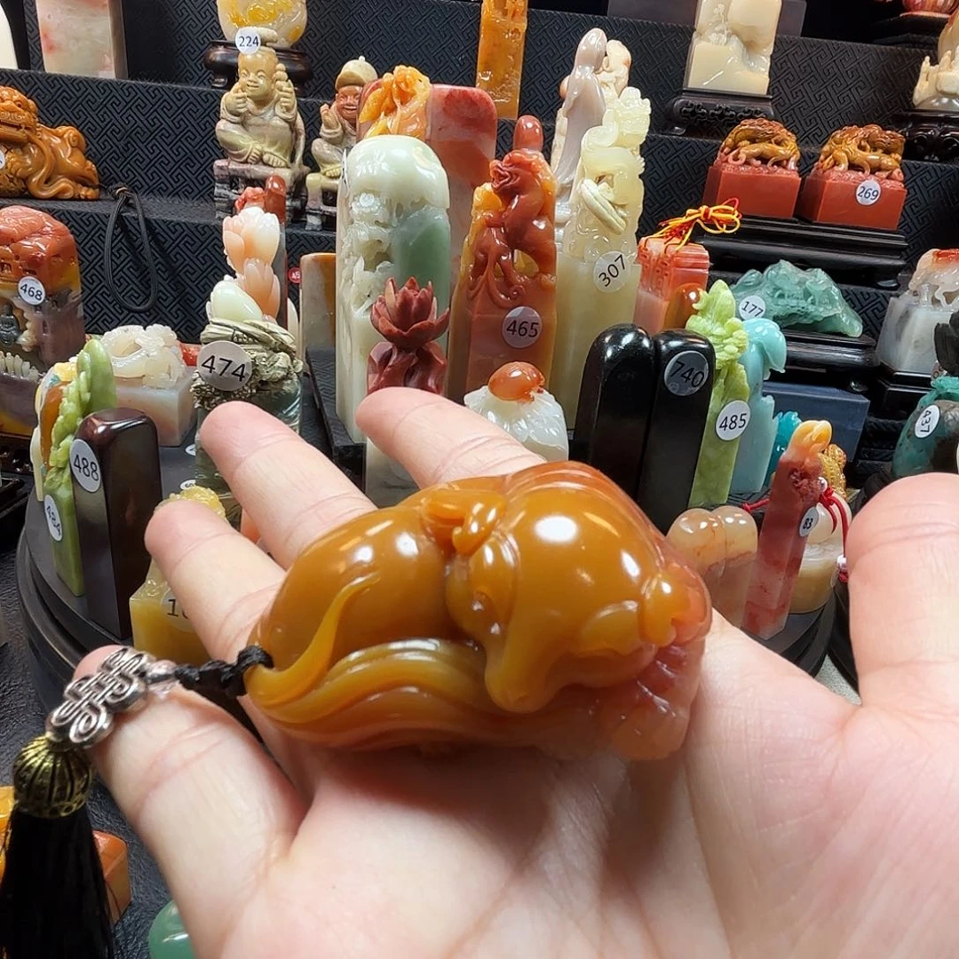 印石寿山石睡里手把