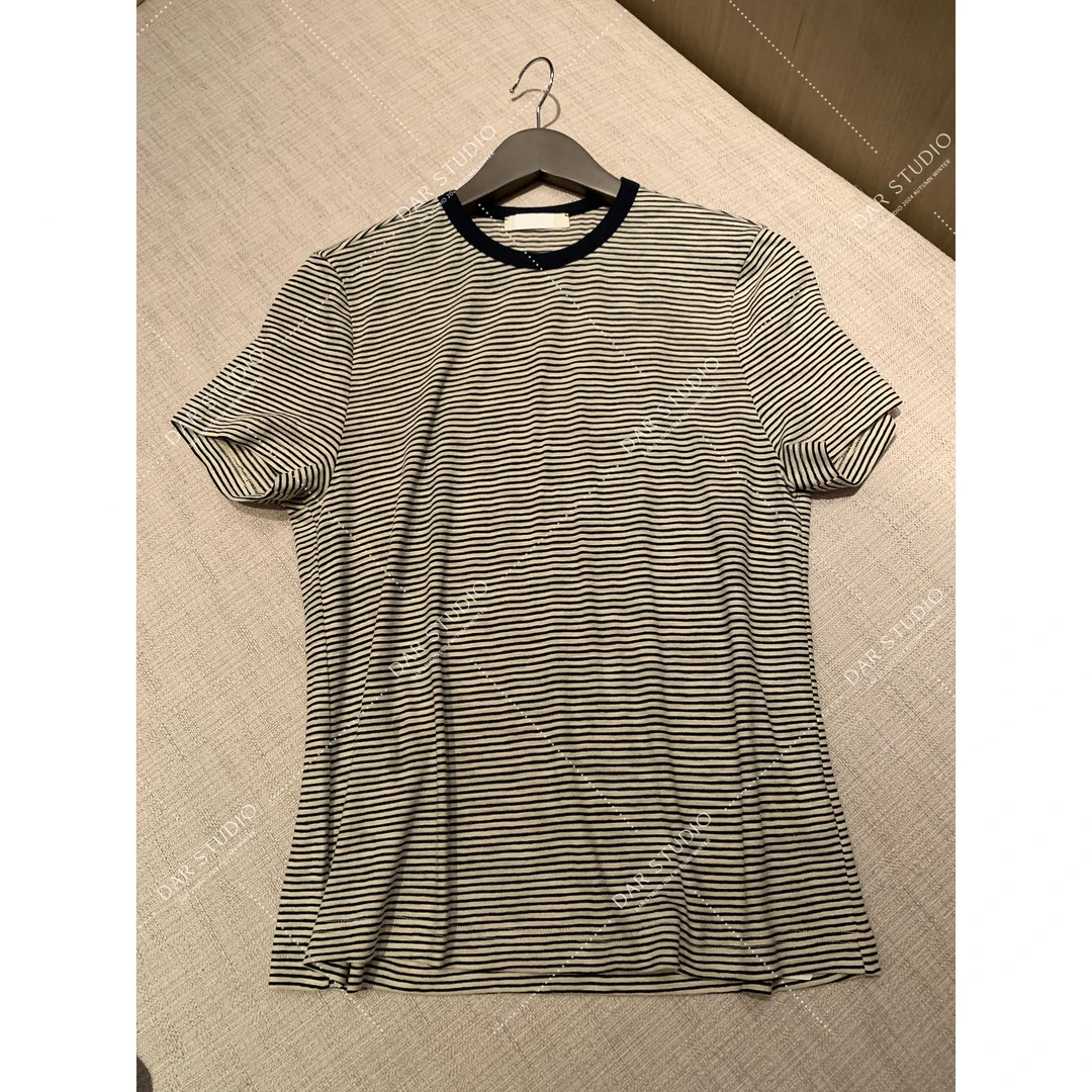 DAR STUDIO 【松弛条纹】2025夏季新款撞色休闲条纹短袖T恤25117