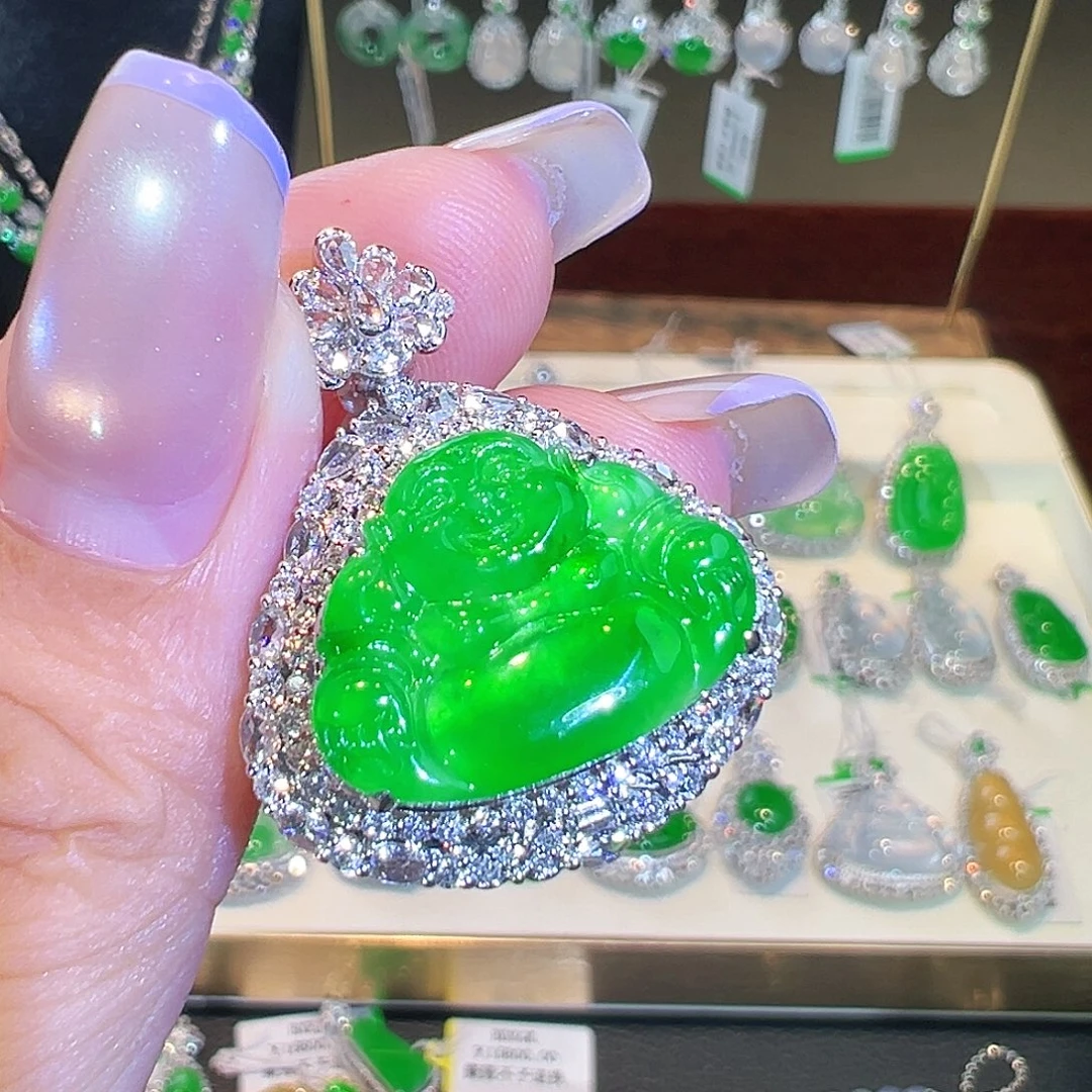 吊坠(不含链)18K金镶嵌翡翠翡翠