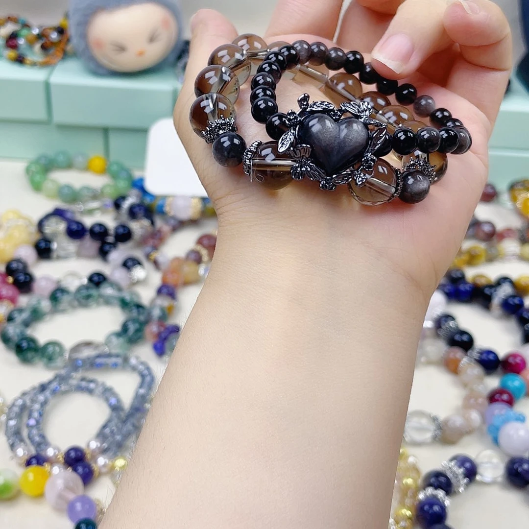 水晶手链银S925镀金镶嵌