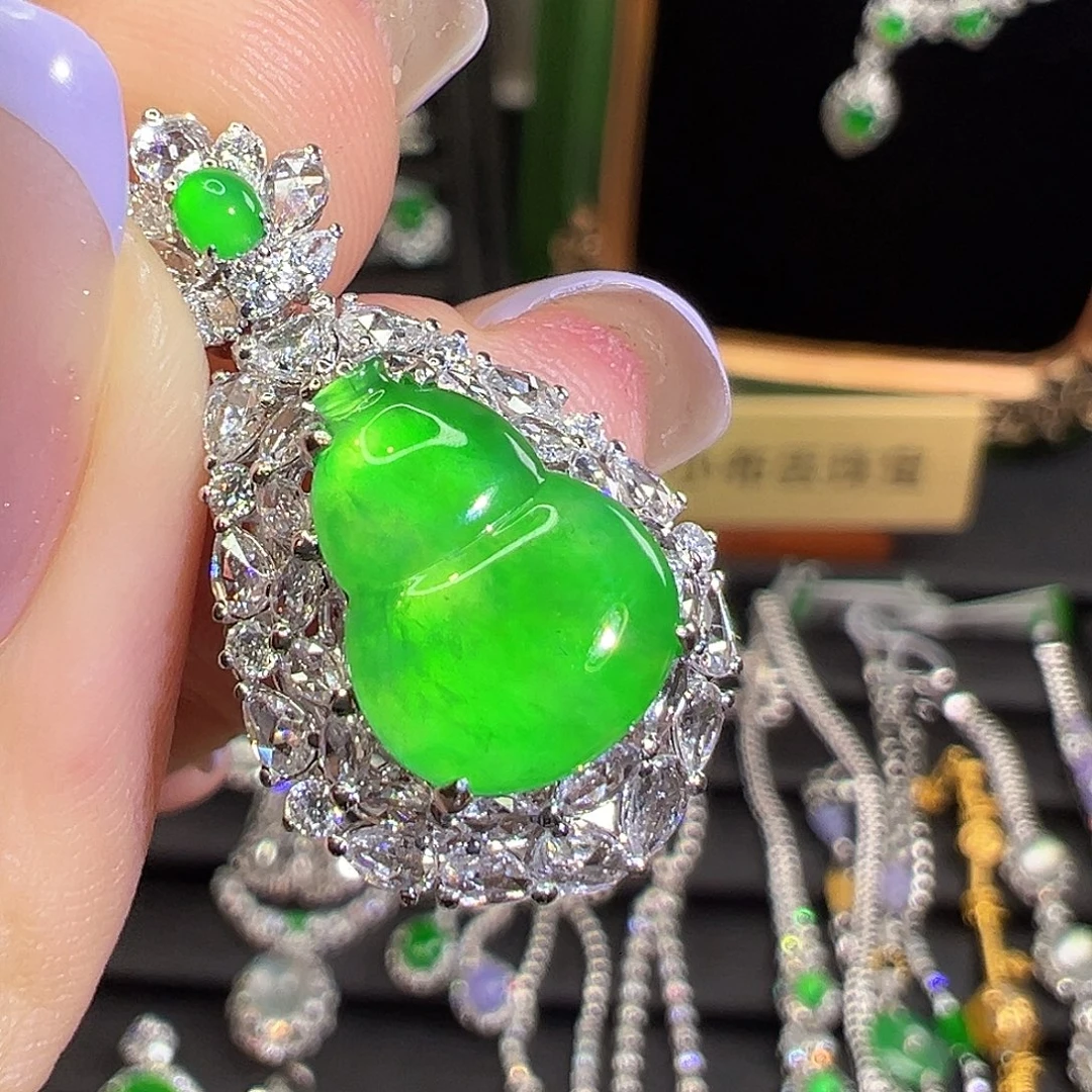 翡翠18K金镶嵌吊坠(不含链)翡翠