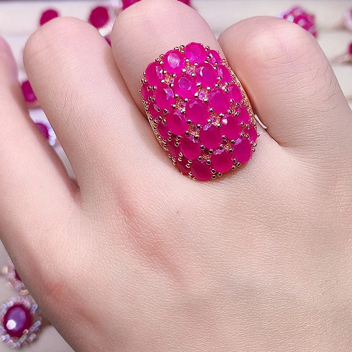 银S925镶嵌戒指红宝石