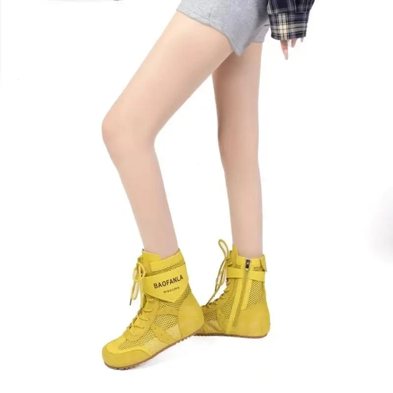 夏季网面马丁靴复古系厚底4公分时髦透气女靴