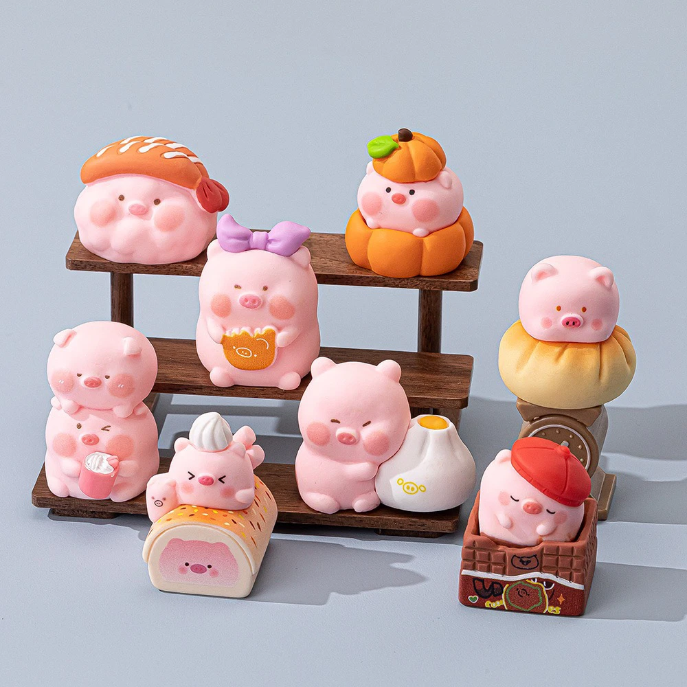 【九宫格】创意食玩甜品小猪蛋糕萌粒diy装饰品配件树脂车载摆件