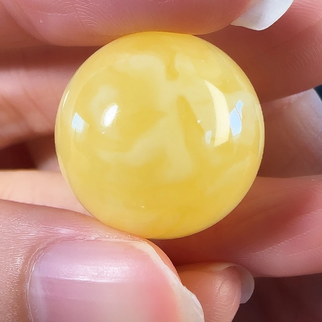 蜜蜡未镶嵌颈饰20.4mm黄白花圆珠