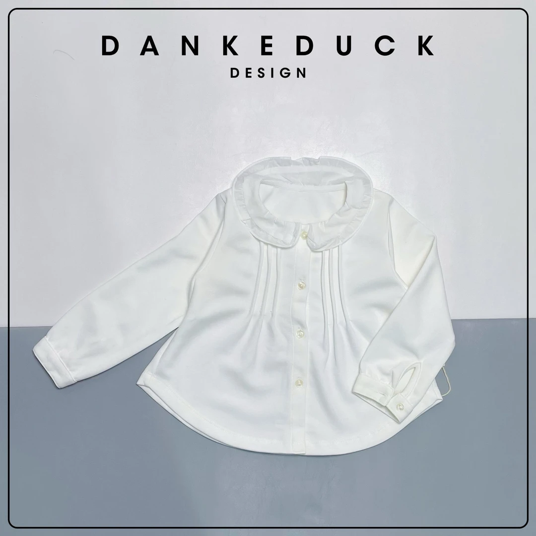 W-40612-（妹妹）女童韩版春秋时尚洋气纯色奶油上衣