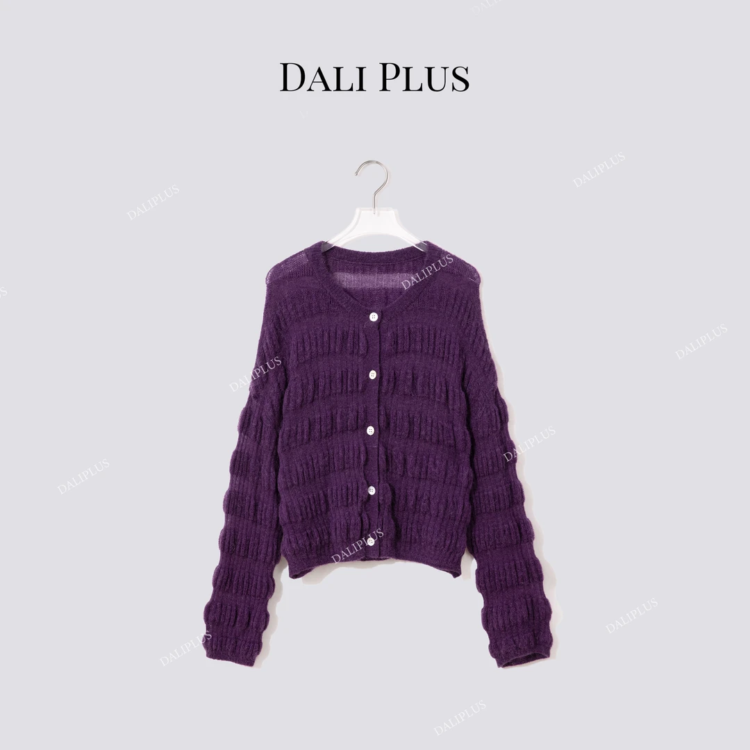 DALI PLUS“超细马海毛+美利奴丝光羊毛”针织罗纹开衫-D5MM2440