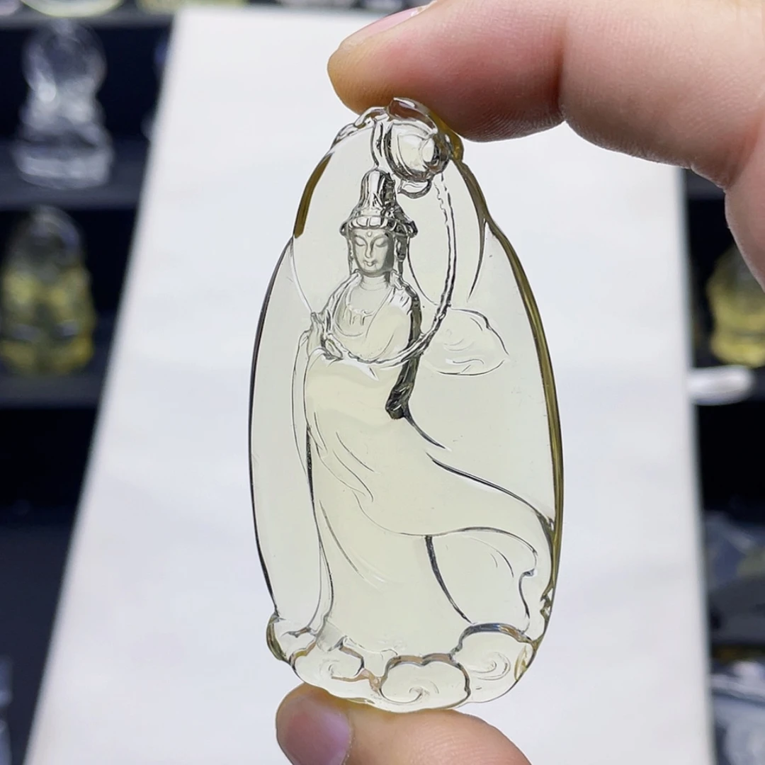 【闪购商品】水晶颈饰未镶嵌3****?黄水晶精雕观音吊坠