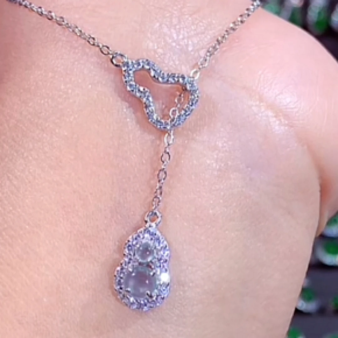 天然翡翠a货高冰蛋面项链