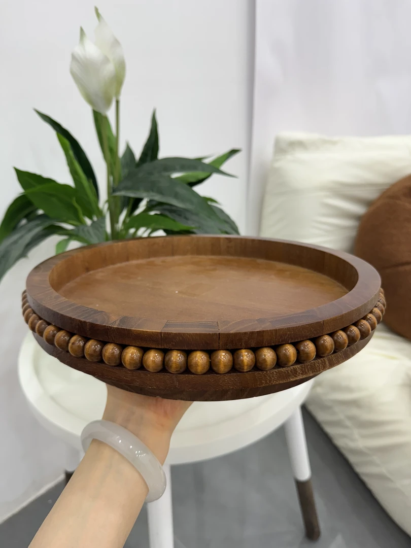 522小新清时尚文艺圆款复古风圆形盘竹制玻璃茶具手工