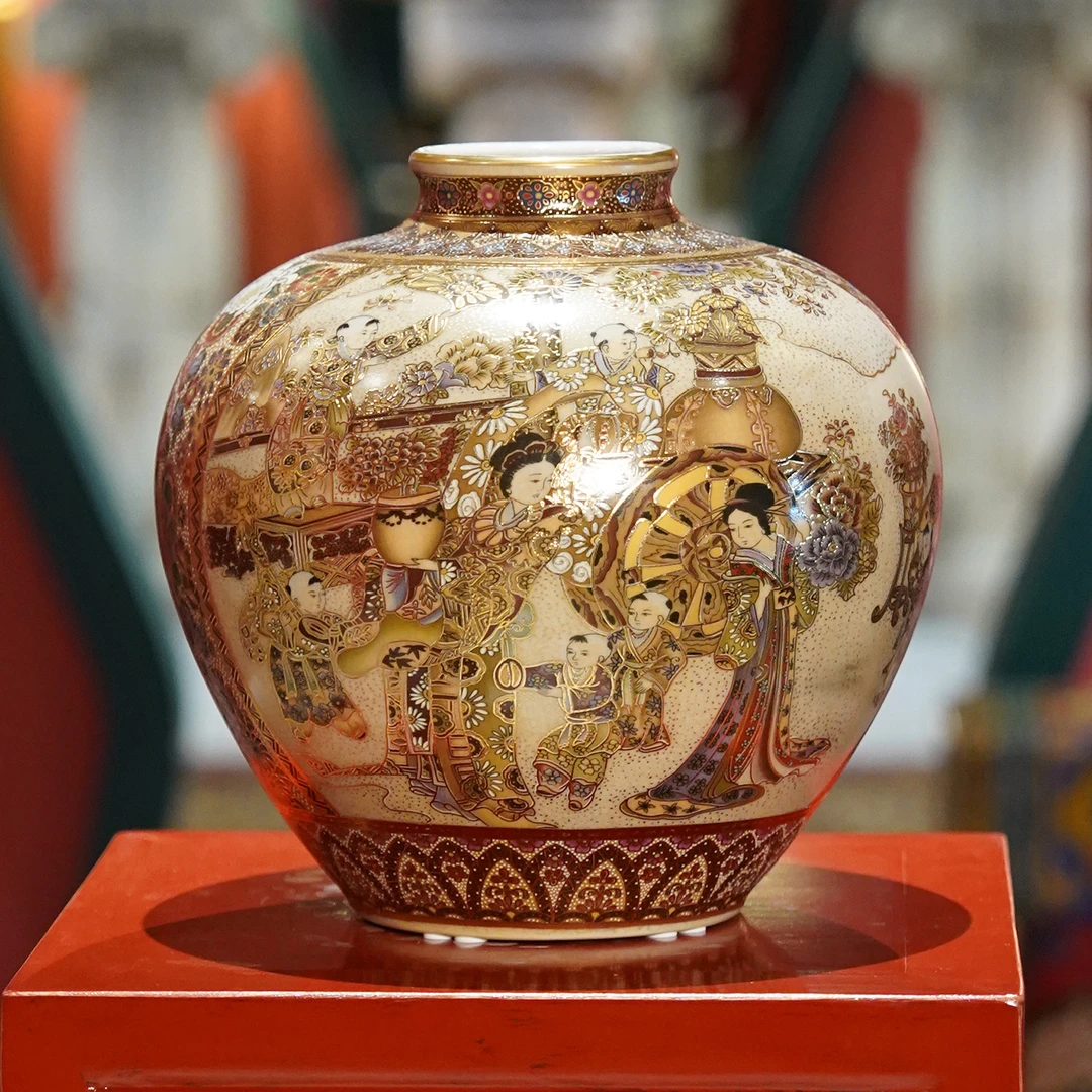 【本尼家】RC87瓷器陶瓷艺术装饰五彩描金花瓶插花装饰桌面摆件