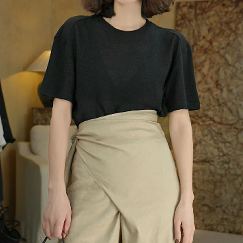 IMLINCONTE【建筑美学】肌理感短袖圆领100羊毛T恤SX52TX054