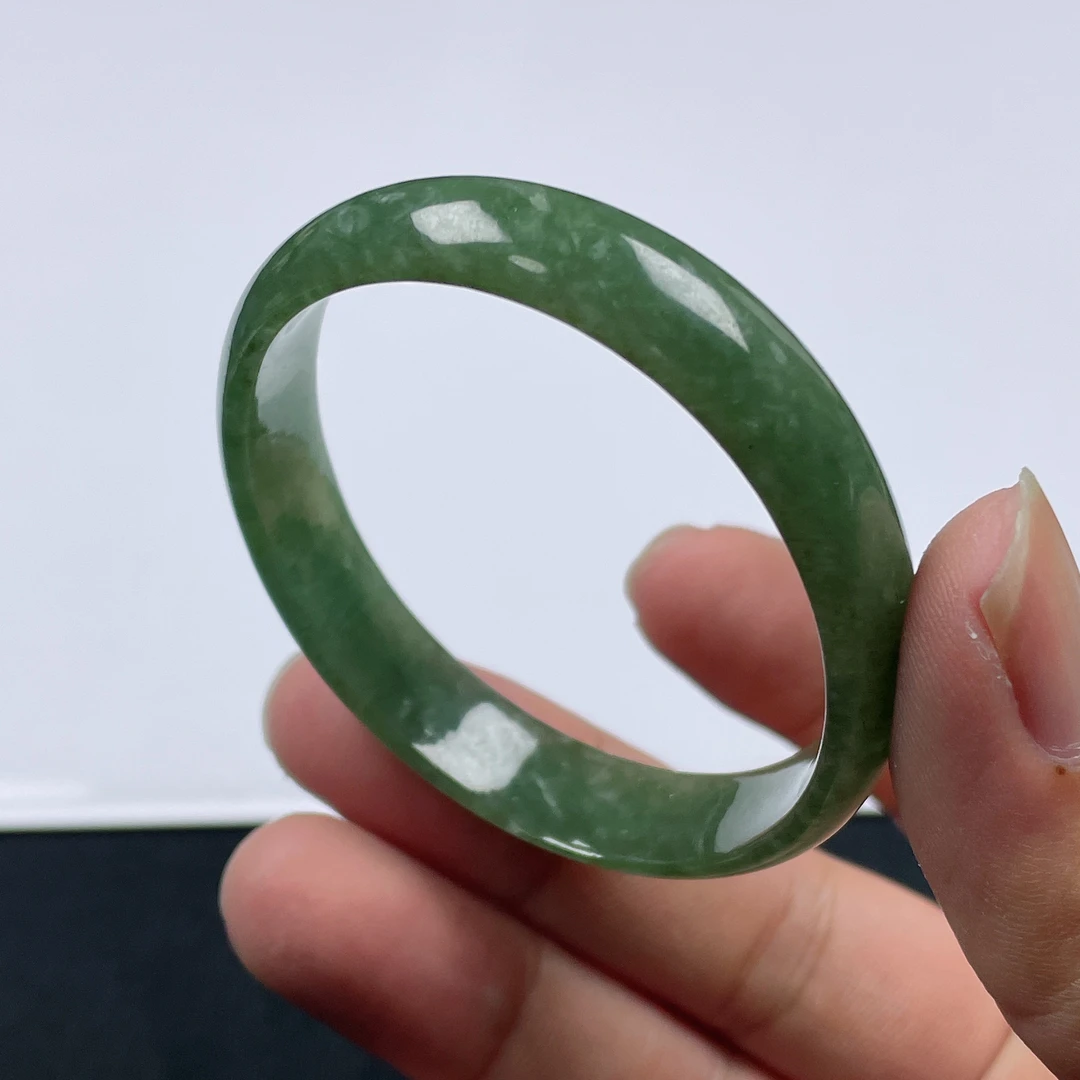 缅甸天然翡翠A货52圈贵妃手镯女款时尚绿色贵妃镯冰透翡翠色Q053