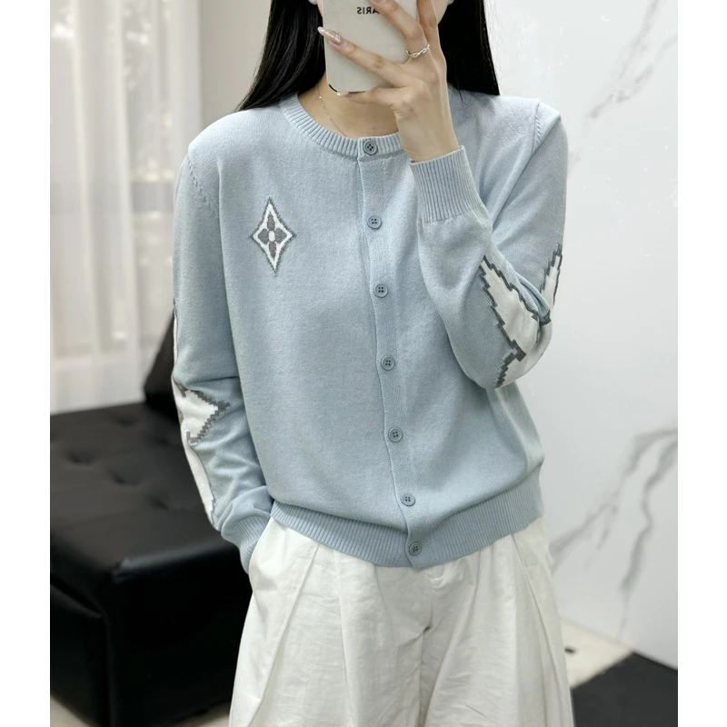 幸运草开衫春秋季针织长袖百搭羊毛衫3091