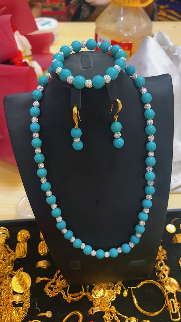 铜合金亚克力项链 太钢新款三件套项链