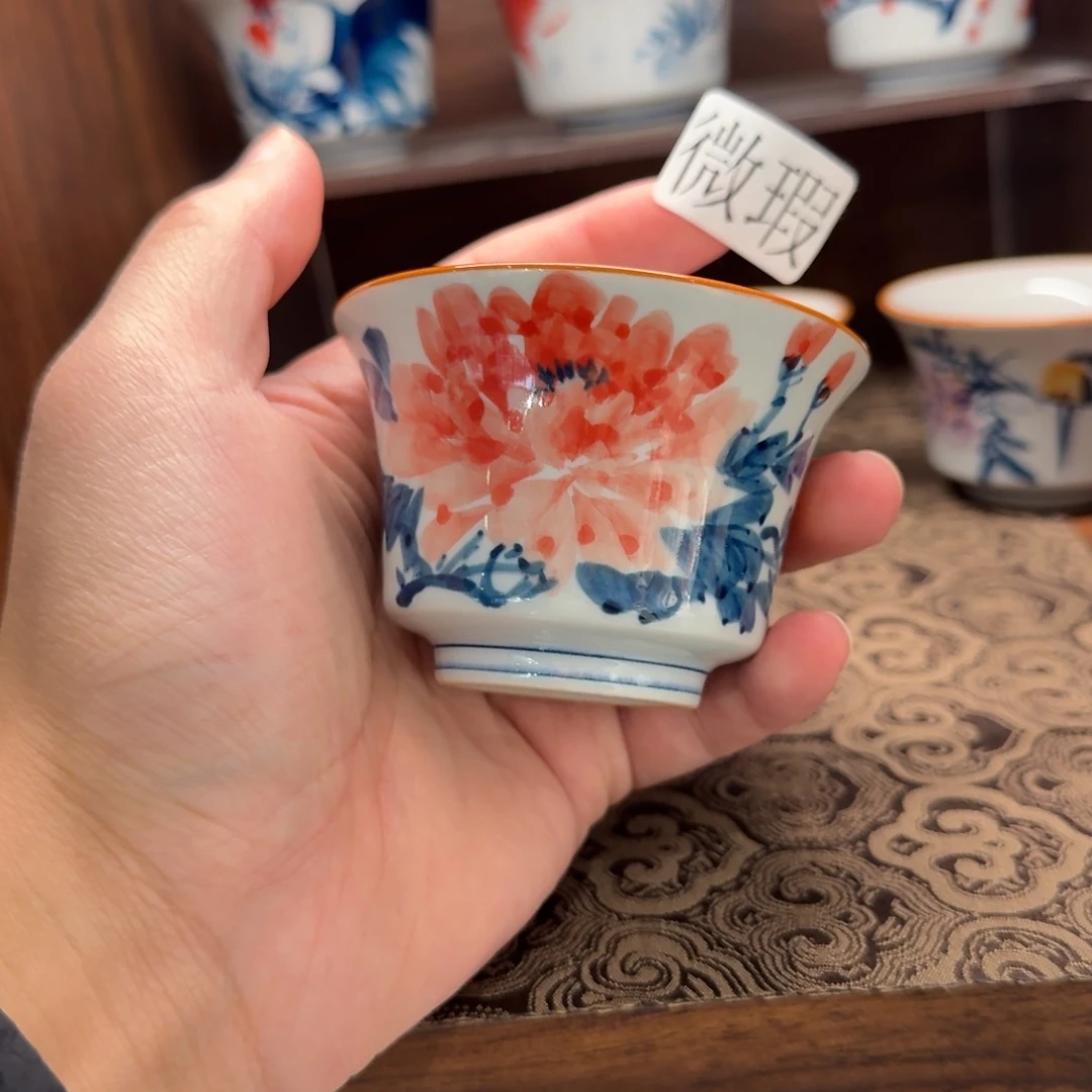 釉下手绘茶具微瑕