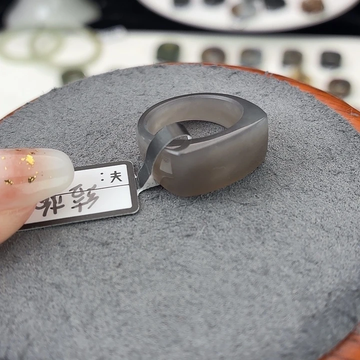 和田玉（糖玉）未镶嵌戒指G82帝王紫马鞍16.3