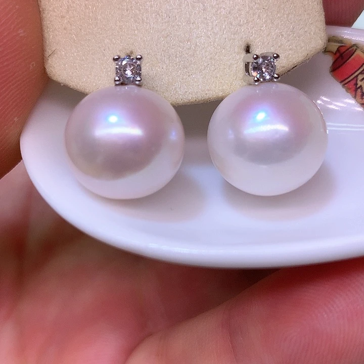 银S925镶嵌耳饰淡水珍珠