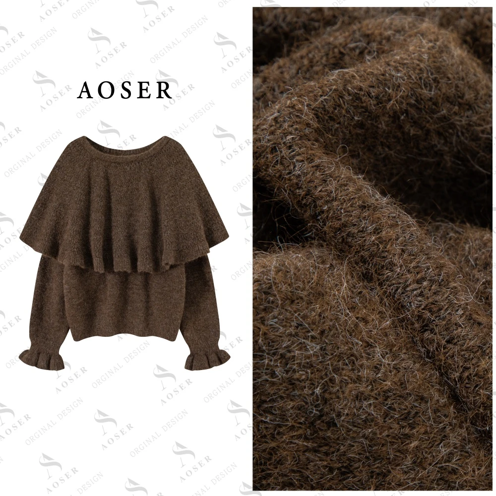 AOSER时尚慵懒宽松小众显瘦百搭圆领披肩套头针织衫网红ins风2616