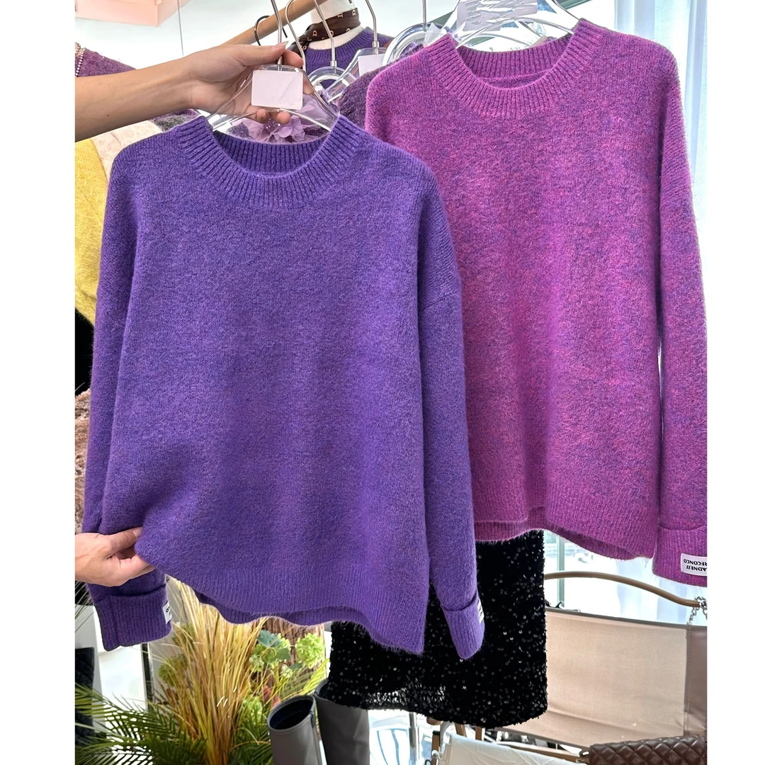 新款 小白标极简风简约宽松韩版慵懒风时尚气质款毛衣上衣毛针织