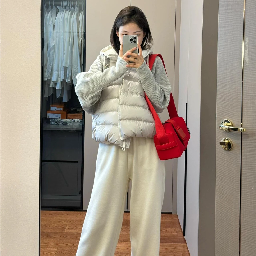 轻薄针织拼接棉服女短款2025冬季新款假两件棉衣韩版宽松冬装外套