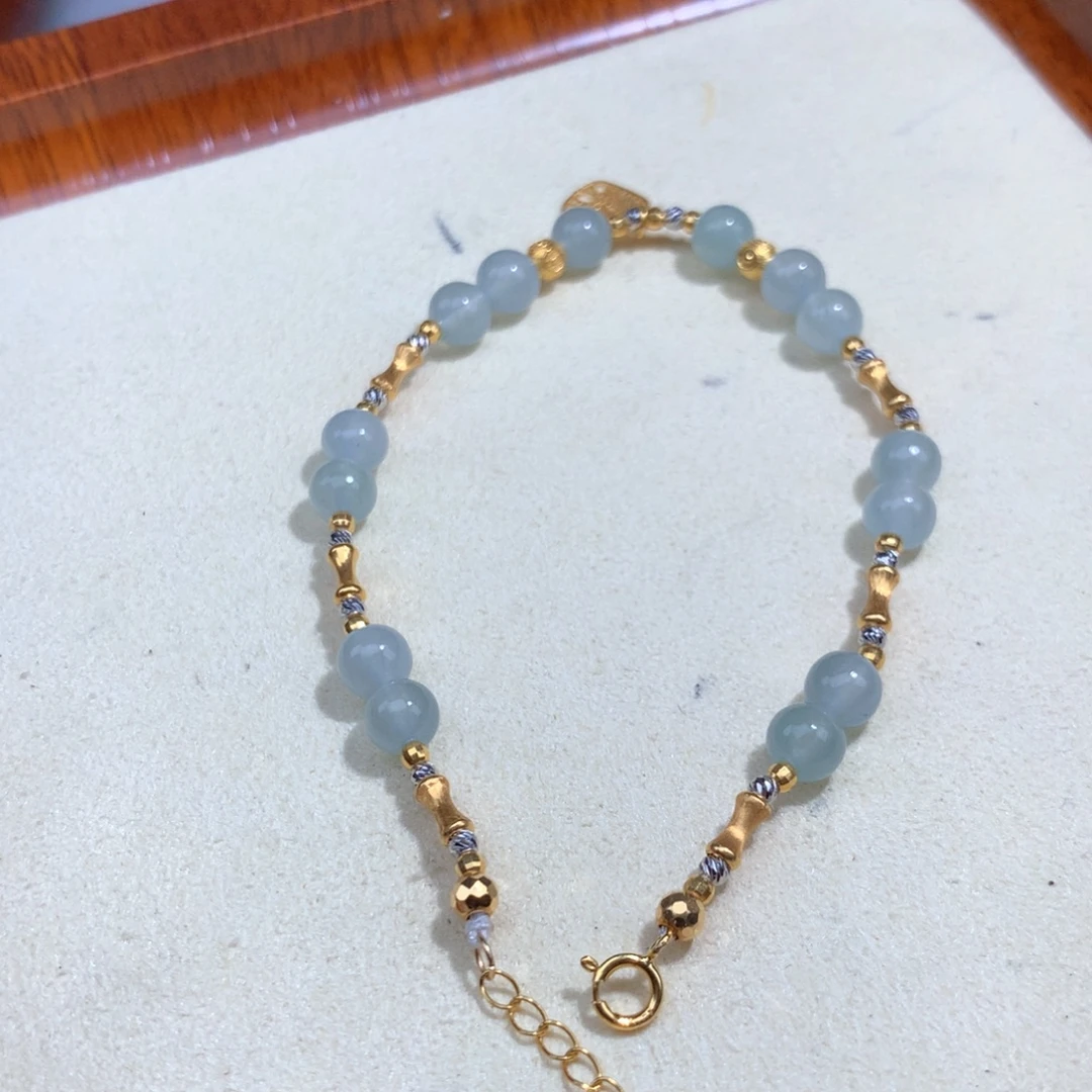 翡翠18K金镶嵌颈饰佛公手链