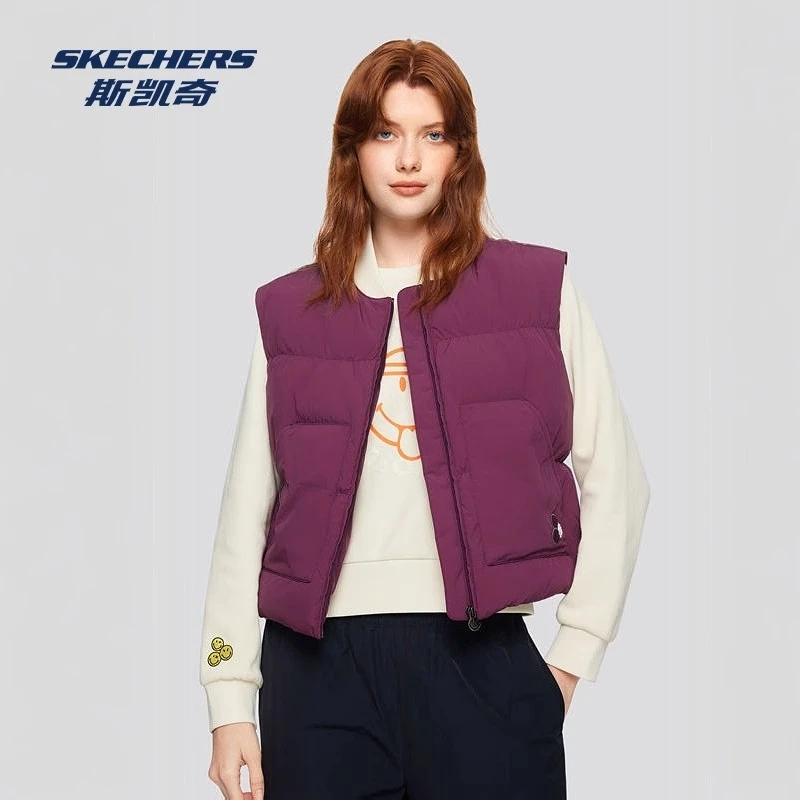 Skechers斯凯奇羽绒背心优质面料立领拉链撞色保暖时尚L424W173
