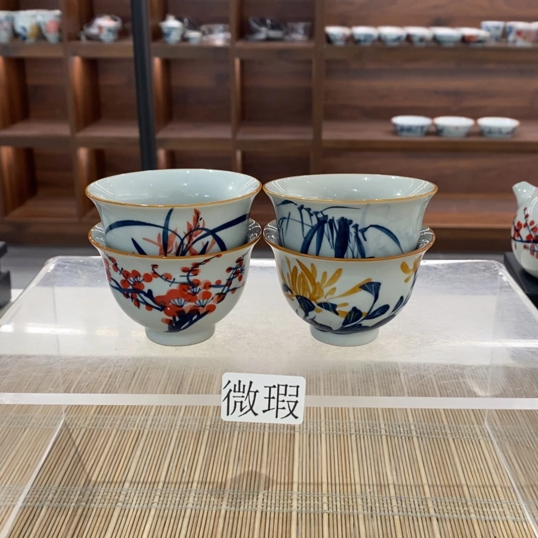 釉下彩老陶泥手工绘制