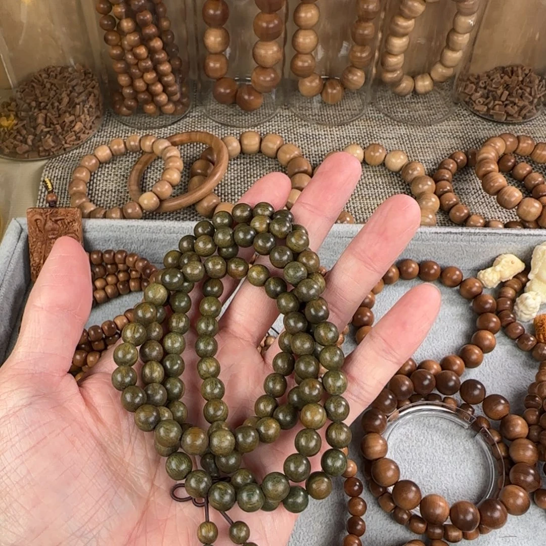 维腊木（绿檀）手串/手链超***蛋08x108颗多圈手串绿檀