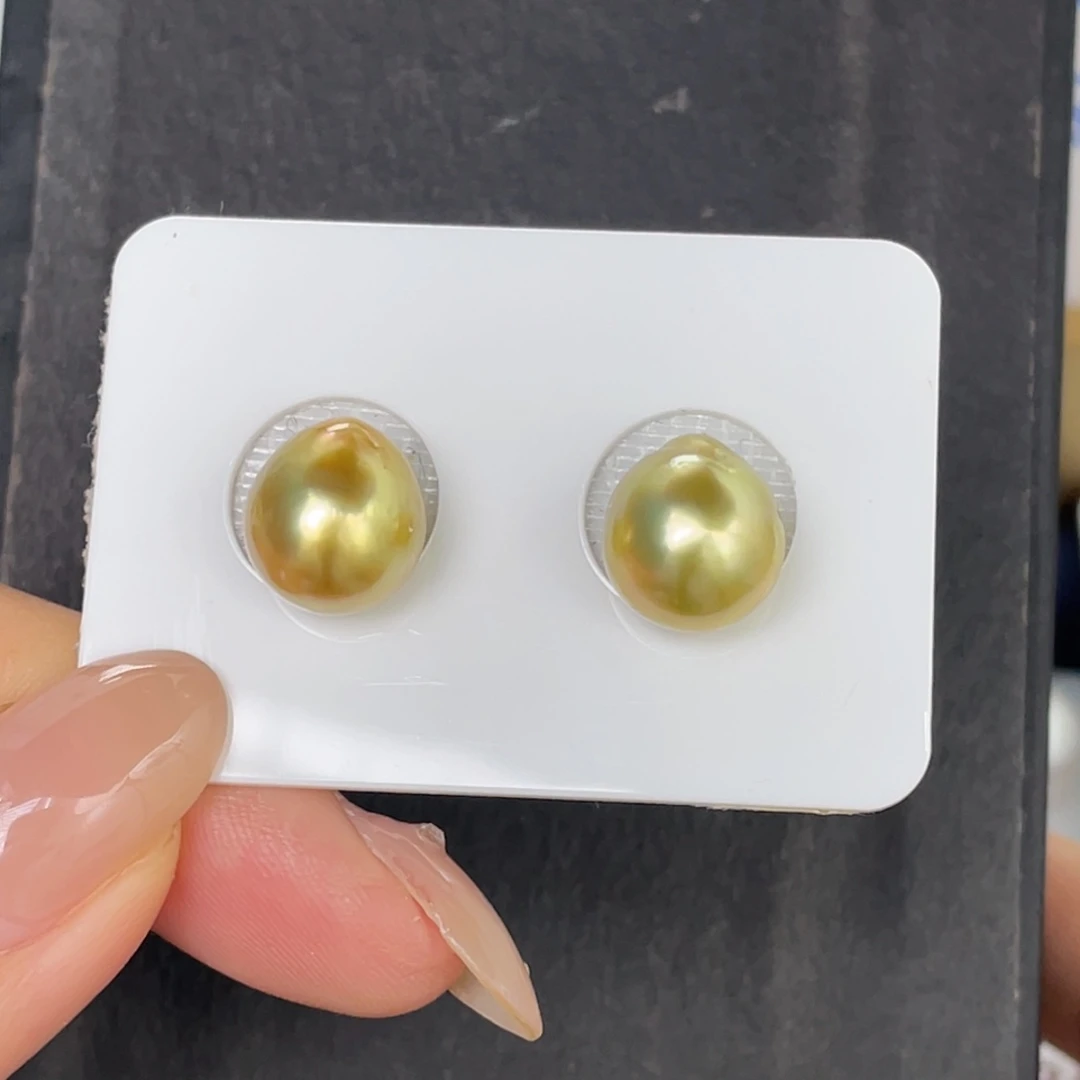 未镶嵌裸珠定制海水珍珠10.3金绿对珠