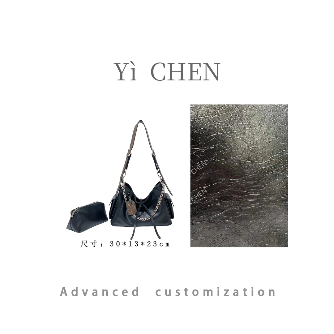 【Yì CHEN】FES-8622-黑色   简约时尚女士新款轻奢单肩斜跨包