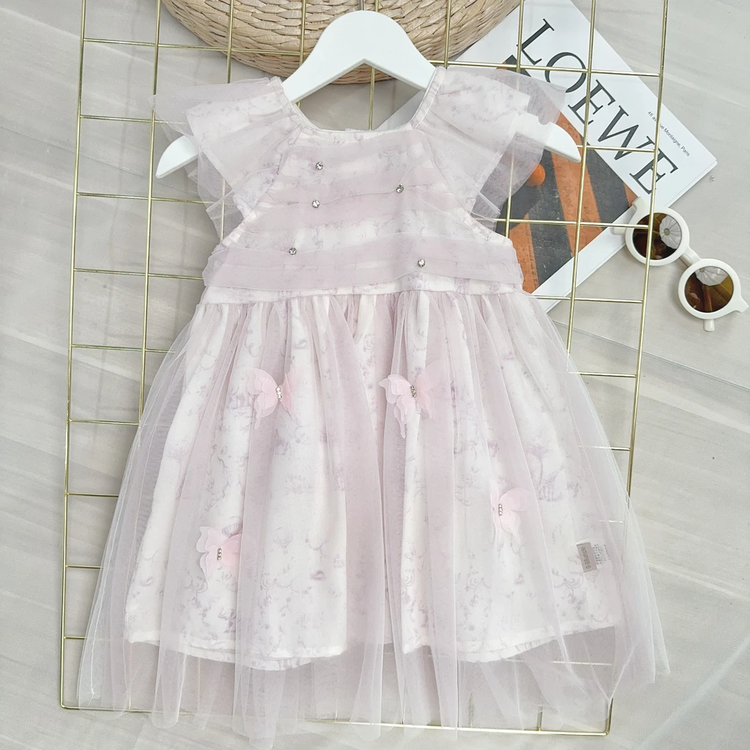 【紫藤精灵】H25195女宝新品紫色纱纱裙夏季可爱蝴蝶连衣裙