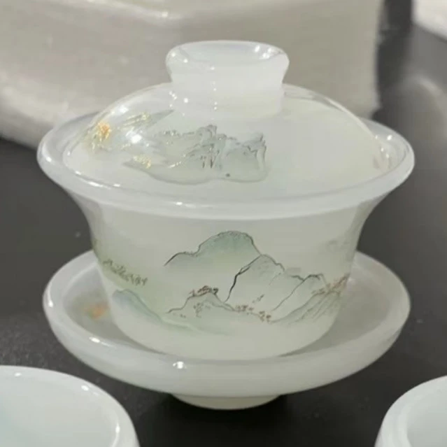 【臻品】千里江山琉璃盖碗G2039