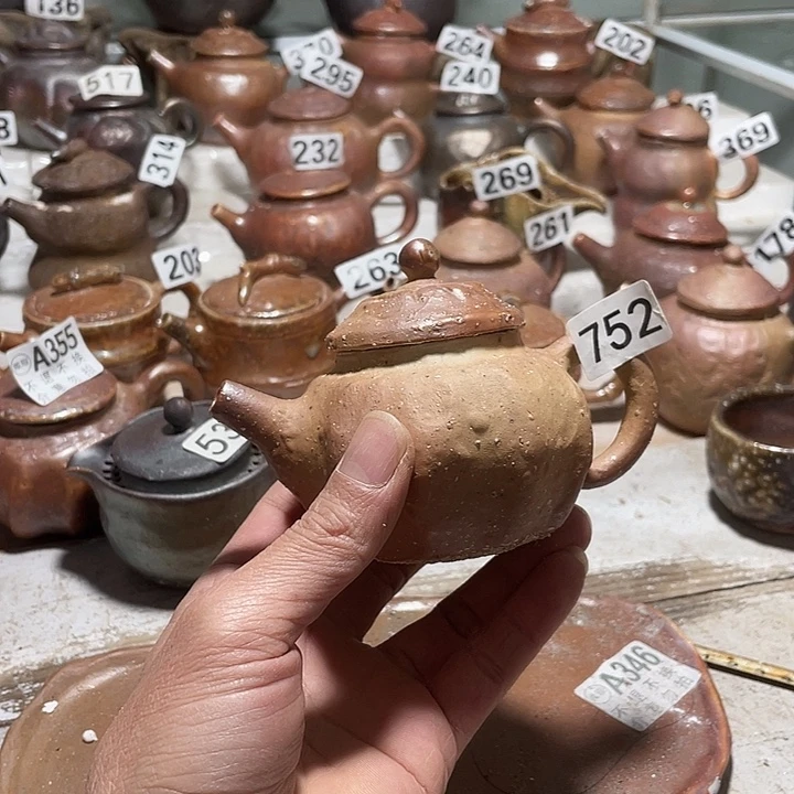 纯手工捏制柴烧茶具