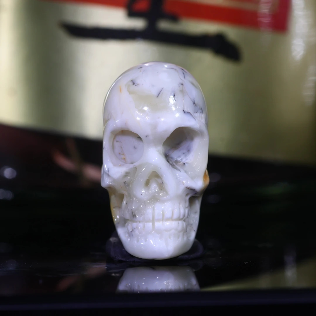 蜜蜡骷髅头三通吊坠天然原矿特色雕奥利奥尸陀林主挂坠背云A771