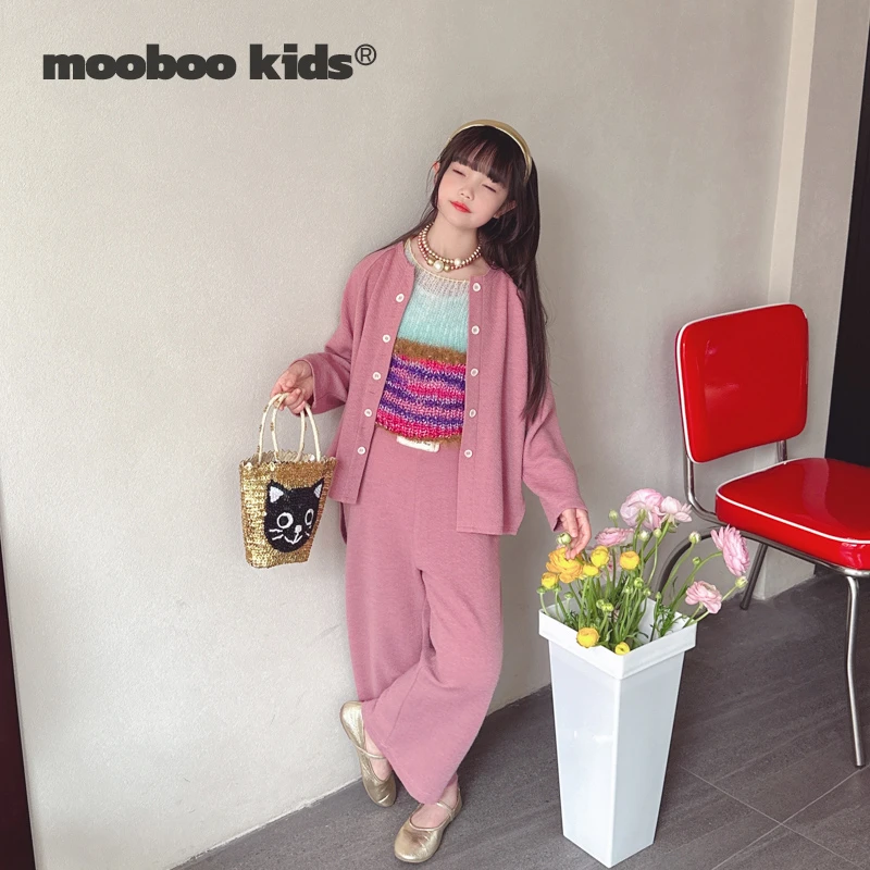 墨宝童装 MoobooKids_莓粉色随心所欲休闲氛围感双排扣套装