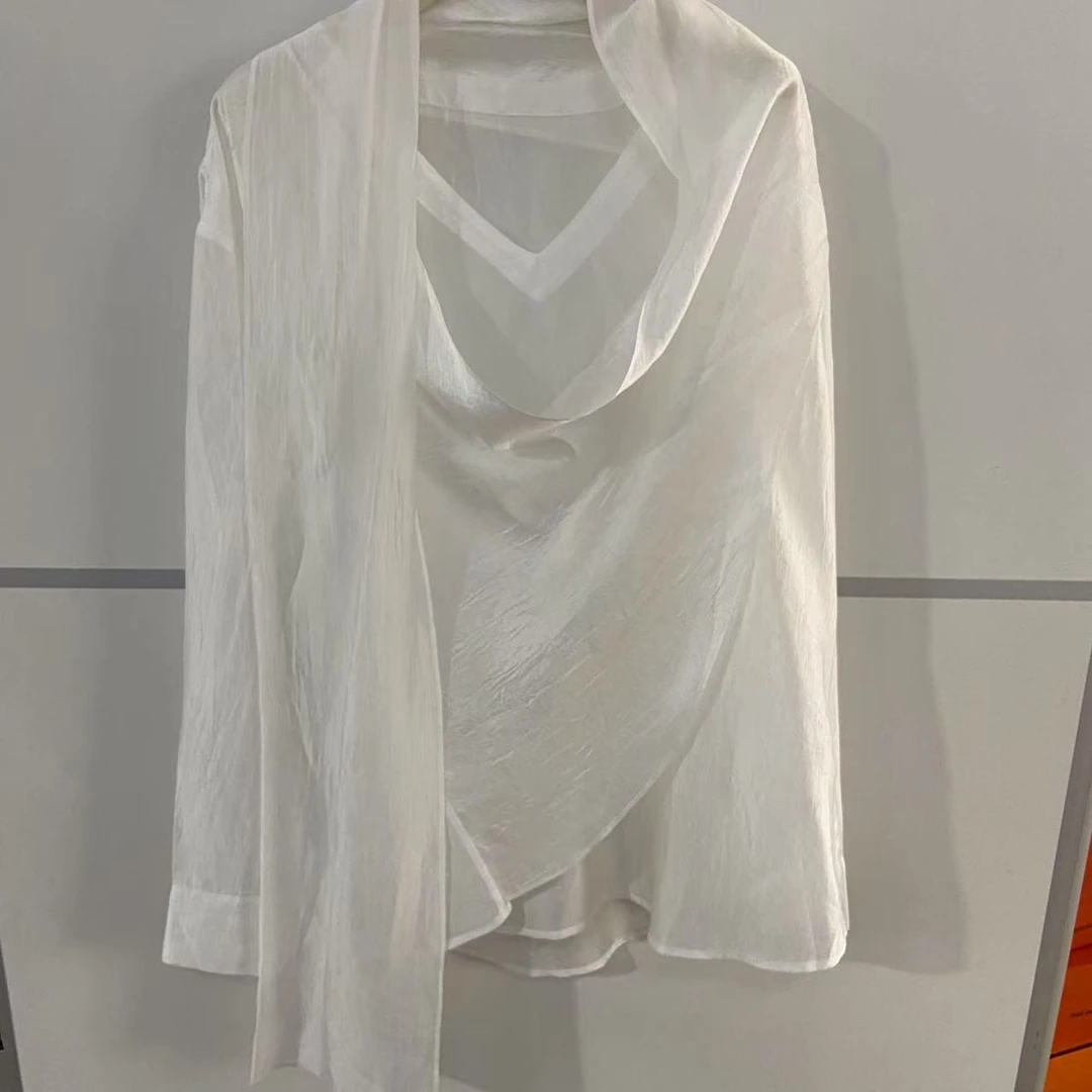 【Z】523/89193/115纱飘带设计感长袖衬衫内搭上衣