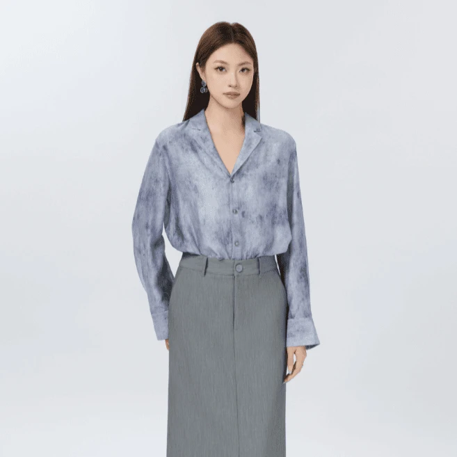 AMASS/阿玛施水上衣时尚气质扎染格纹衬衫530165-2A81062